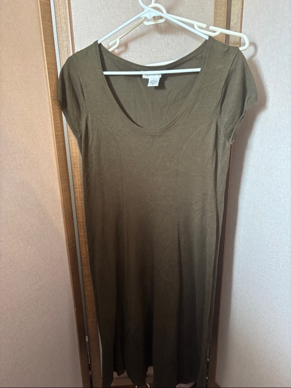 Newport News Olive  Green Scoop Neck Knit Dress Large
